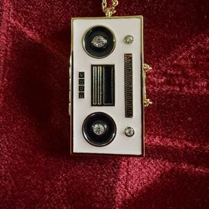 kate spade White and Black Boombox Pendant Necklace - Gold Tone CB